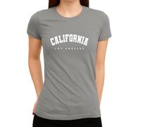 California Los Angeles - Style rétro College Motif Côte Ouest - Design USA pour les fans de Californie et de style de vie américain T-shirt pour femme, gris, M