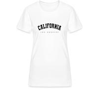 California Los Angeles - Style rétro College Motif Côte Ouest - Design USA pour les fans de Californie et de style de vie américain T-shirt pour femme, Blanc., L