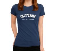 California Los Angeles - Style rétro College Motif Côte Ouest - Design USA pour les fans de Californie et de style de vie américain T-shirt pour femme, Bleu marine, M
