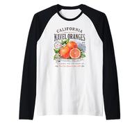 California Navel Oranges Vintage Fruit Distressed Retro Manche Raglan