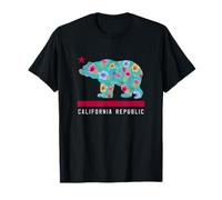 California Republic - Ours bruns Grizzly Camping Fleurs Multicolore T-Shirt
