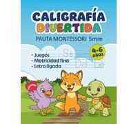 CALIGRAFÍA DIVERTIDA PARA NIÑOS 4-6 AÑOS: Libro para disfrutar de aprender a escribir en letra ligada con juegos y actividades que refuerzan la ... emociones siguiendo la pauta Montessori 5 mm