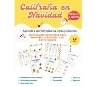 Caligrafía para niños y niñas en Navidad: Cuaderno para aprender a escribir letras y números. Libro de actividades en cursiva para mejorar la letra ... y pauta Montessori para mejorar la letra