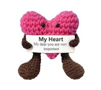 - Câlin de poche en crochet - En forme de cœur - Portable - mignonne tricotée - Avec carte de câlin en forme de cœur - Breloque de poche en forme de cœur - Artisanat fait main pour un
