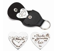 Câlin de Poche pour Maman, Jeton de Câlin de Poche avec Porte-Clés en Cuir PU Acier Inoxydable Double Face Pièce de Monnaie de Poche en Forme de Cour Cadeaux Longue Distance pour Maman