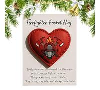Câlin de pompier de poche - Souvenir de motivation en forme de cœur | Cartes d'encouragement portables, pour pompiers, premiers intervenants, formation de déploiement, anniversaire, Noël, remise de