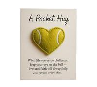 Câlin en forme de cœur de tennis avec carte cadeau, message de croyance inclus, 9 x 6 x 3 cm, charmant câlin de softball en forme de cœur, ornement significatif de Noël ou de vacances, décoratif, pour