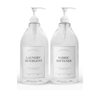 Calindiana Modern Farmhouse Distributeur de détergent à lessive Liquide et adoucissant pour décoration et Organisation de buanderie, récipients à Savon Landry en Plastique Pet avec étiquettes
