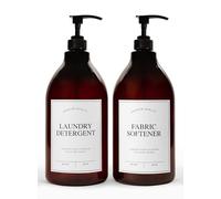 Calindiana Modern Farmhouse Distributeur de détergent à lessive Liquide et adoucissant pour décoration et Organisation de buanderie, récipients à Savon Landry en Plastique Pet avec étiquettes