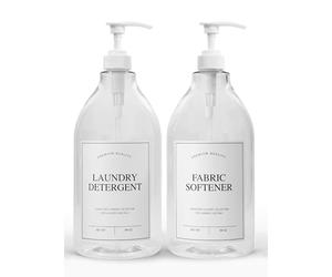 Calindiana Modern Farmhouse Distributeur de détergent à lessive Liquide et adoucissant pour décoration et Organisation de buanderie, récipients à Savon Landry en Plastique Pet avec étiquettes