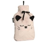 CALINDOO - Bouillotte Eau Chaude En Caoutchouc Naturel Avec Sa Housse Chaton Blanc - Conçue Dans Un Moule Unique CALINDOO - Bouchon Hermétique - Efficacité Longue Durée - 1,5 L