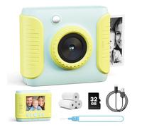 CalineGam Appareil Photo Instantané Enfant, 1080P HD Appareil Photo Numérique Enfant avec Carte 32 Go et Papier Photo, 2,4 Pouces Jouets Enfants, Cadeaux pour Garçons & Filles de 3 à 12 Ans (Vert)
