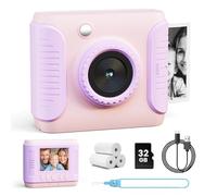 CalineGam Appareil Photo Instantané Enfant, 1080P HD Appareil Photo Numérique Enfant avec Carte 32 Go et Papier Photo, 2,0 Pouces Jouets Enfants, Cadeaux pour Garçons & Filles de 3 à 12 Ans (Rose)