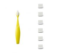 Caliquo - Brosse à dents enfant rechargeable : 1 manche + 7 recharges de têtes | Écologique & zéro déchet | Têtes interchangeables | Fabriqué en France (Jaune)