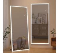 Calissando Miroir sur pied pleine longueur avec lumière LED, miroir mural, couleur variable et luminosité réglable, pour chambre à coucher, support, 165 x 61 cm, blanc