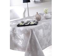 CALITEX Nappe damassé Flore Gris Perle 150x350 cm
