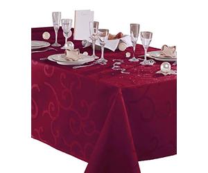 Calitex Nappe Damassée Enduite Madigan Cerise Rectangulaire 140x200