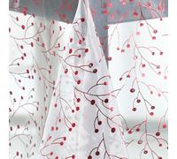 CALITEX Nappe Festive en Tissu Berries Rouge - Motif Baies Parfait pour noël l