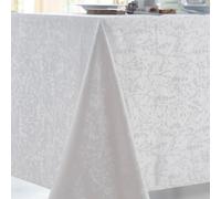 CALITEX Nappe résistantes aux Taches damassé Monie Blanc - Motif Fleurs