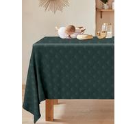 CALITEX Nappe résistantes aux Taches damassé Scale Vert - Motif Eventails