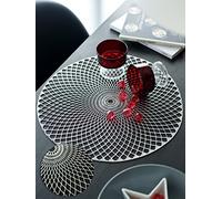CALITEX Set de 6 Tables Rond, PVC, Argent, 38 x 38 cm BEAUJEU