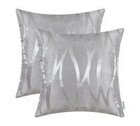 CaliTime Lot de 2 Couvre-Lit Taies d'oreiller Housses pour canapé Canapé Home, Polyester & Polyester mélangé, Gris argenté, 45 x 45 cm