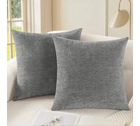 CaliTime - Lot de 2 Housses de Coussin douillets - en Chenille Souple - Teints Solides - pour canapé, décoration de la Maison 18 X 18 inches - Pack of 2 Gris Moyen