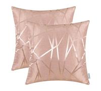 CaliTime Lot de 2 Housses de Coussin pour canapé - Moderne - Motif Triangles Abstraits Contrastants Brillant et Mat - Lignes géométriques, Polyester & Polyester mélangé, Rose, 40cm x 40cm