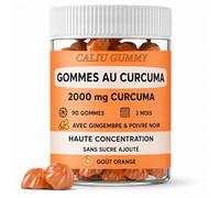 CALIU GUMMY | Curcuma Complex 2000 mg | Curcumine 95% Curcuminoïdes | Curcuma Gingembre Poivre Noir | Haute Absorption | 90 Gummies | Cure 3 Mois | Végan | Sans Sucre Ajouté | Orange