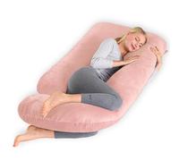 CALIYO Coussin de grossesse en forme de J - Coussin d'allaitement XXL - Coussin de positionnement latéral avec housse - Coussin de grossesse et coussin confortable pour adulte - Rembourrage en coton