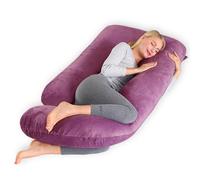 CALIYO Coussin de grossesse en forme de J - Coussin d'allaitement XXL - Coussin pour dormir sur le côté - Avec housse - Pregnancy Pillow et coussin confortable pour adulte - Rembourrage en coton