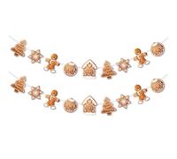 Calkkrer 2 pièces de Guirlande de Pain d'épices à thème Noël, bannière, décorations suspendues, Ornements d'arbre de Noël, Fanion pour fête de Noël et Vacances.