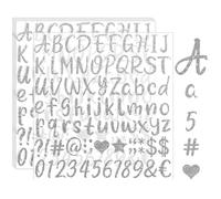 Calkkrer 6 Feuilles Lettres Autocollantes Argentées, Lettres en Vinyle Autocollantes, Paillettes Stickers, Autocollants Chiffres pour Chapeau de Graduation, Scrapbooking Artisanat