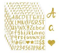 Calkkrer 6 Feuilles Stickers Lettres Dorées, Lettres Adhésives en Vinyle, Stickers Lettres Pailletées, Stickers Chiffres pour Chapeaux de Diplôme, Artisanat Scrapbook