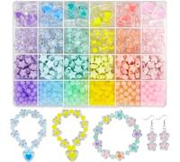Calkkrer 798PCS Perles Acryliques Colorées Style Macaron, Perles Rondes, Perles Pastel, Perles Assorties Colorées, pour Enfilage, Bricolage, Création de Bracelets, Conception de Bijoux