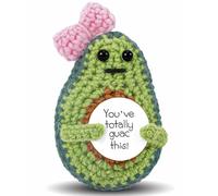 Calkkrer Crochet Avocado Geschenk, Déco Amusante et Mignonne, Sentiments Positifs avec Carte de Réconfort, Cadeau de Support Émotionnel, Poupée Tricotée Inspirante
