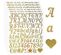 Calkkrer Lot de 6 feuilles d'autocollants dorés brillants en vinyle, résistants aux intempéries, lettres adhésives DIY pour porte, boîte aux lettres, texte souhaité