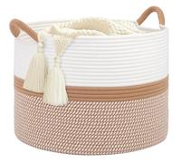 Calkkrer Panier à Linge Panier à Linge Corde en Coton tressé Panier à Couverture dans Le Salon Rangement de Jouets Panier pour Chambre d'enfants Coussin Fille Enfant Bébé