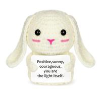 Calkkrer Pocket Hug Positive Lapin en peluche crocheté, porte-bonheur avec carte positive, câlin de poche pour un bon rétablissement, soutien émotionnel