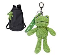 Calkkrer Porte-clés en peluche grenouille, porte-clés animal mignon vert, pendentif de sac caricature, porte-clés Y2K pour sacs à dos, sacs, vert, L