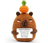 Calkkrer Positive Capybara Peluche, Cadeau de Soutien émotionnel, câlin de Poche crocheté, Peluche Amusante pour dire au Revoir à Un collègue