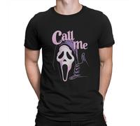 Call Me Men's T Shirt Scream Horror Movie Vintage Tee Shirt Short Sleeve Crewneck T-Shirts Unique Tops Black XXL