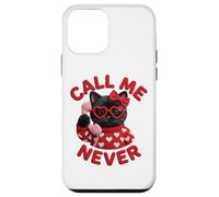 Call Me Never Lunettes de Saint-Valentin en Forme de cœur Motif Chat Noir Coque pour iPhone 12 Mini