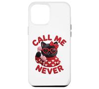 Call Me Never Lunettes de Saint-Valentin en Forme de cœur Motif Chat Noir Coque pour iPhone 12 Pro Max
