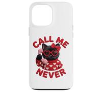 Call Me Never Lunettes de Saint-Valentin en Forme de cœur Motif Chat Noir Coque pour iPhone 13 Pro Max