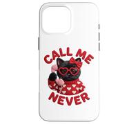 Call Me Never Lunettes de Saint-Valentin en Forme de cœur Motif Chat Noir Coque pour iPhone 16 Pro Max
