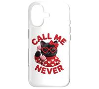 Call Me Never Lunettes de Saint-Valentin en Forme de cœur Motif Chat Noir Coque pour iPhone 17