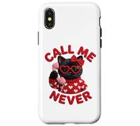 Call Me Never Lunettes de Saint-Valentin en Forme de cœur Motif Chat Noir Coque pour iPhone X/XS