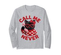 Call Me Never Lunettes de Saint-Valentin en Forme de cœur Motif Chat Noir Manche Longue