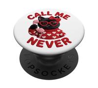 Call Me Never Lunettes de Saint-Valentin en Forme de cœur Motif Chat Noir PopSockets PopGrip Adhésif